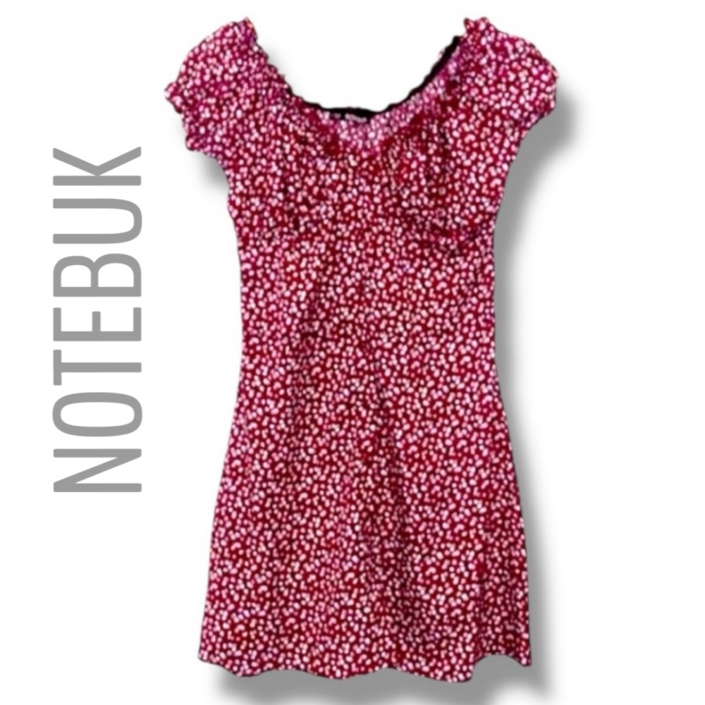 NOTEBuk Cranberry Floral Scoop Neck Empire Waist Dress SZ SM NWT